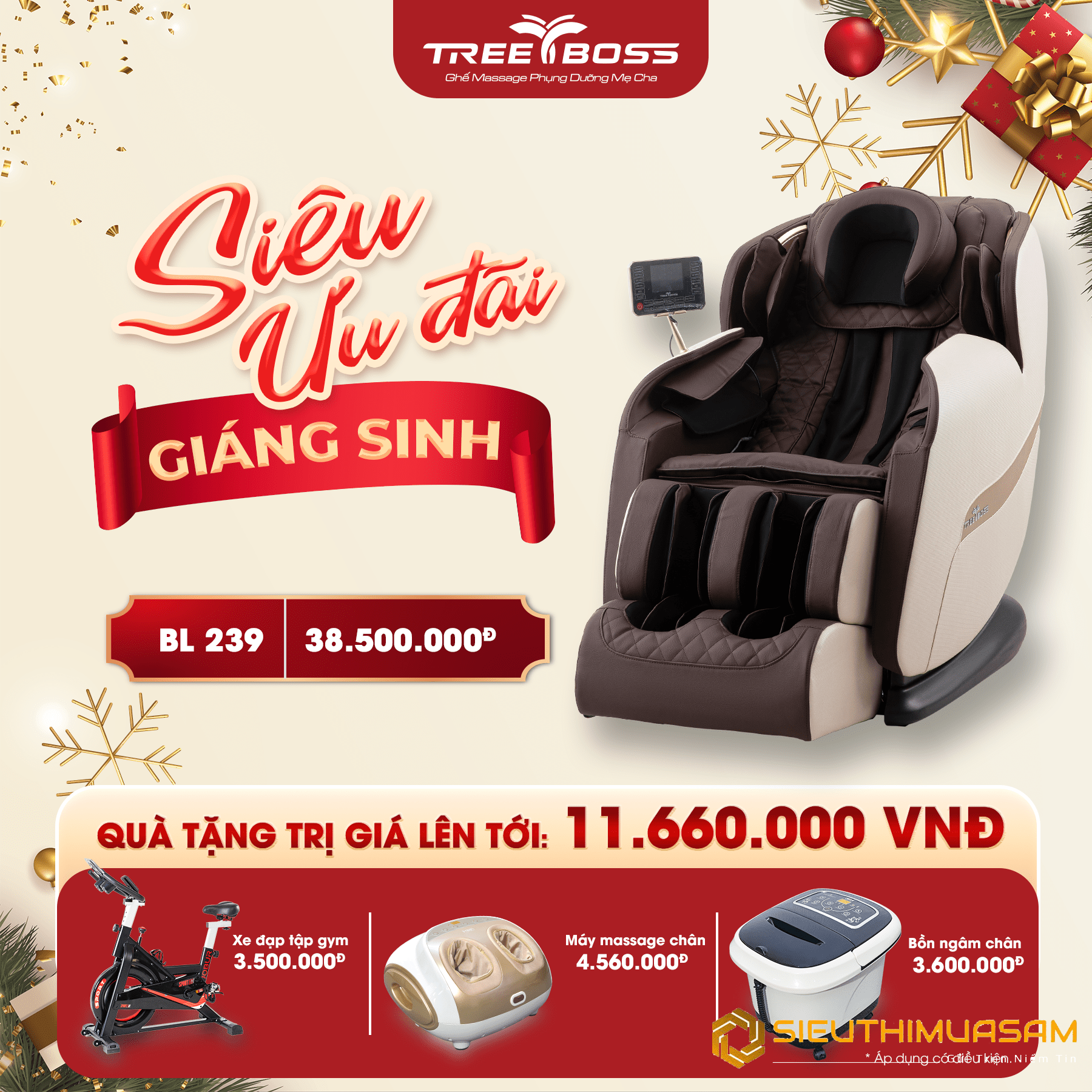 Ghế massage toàn thân 4D TreeBoss BL-2391