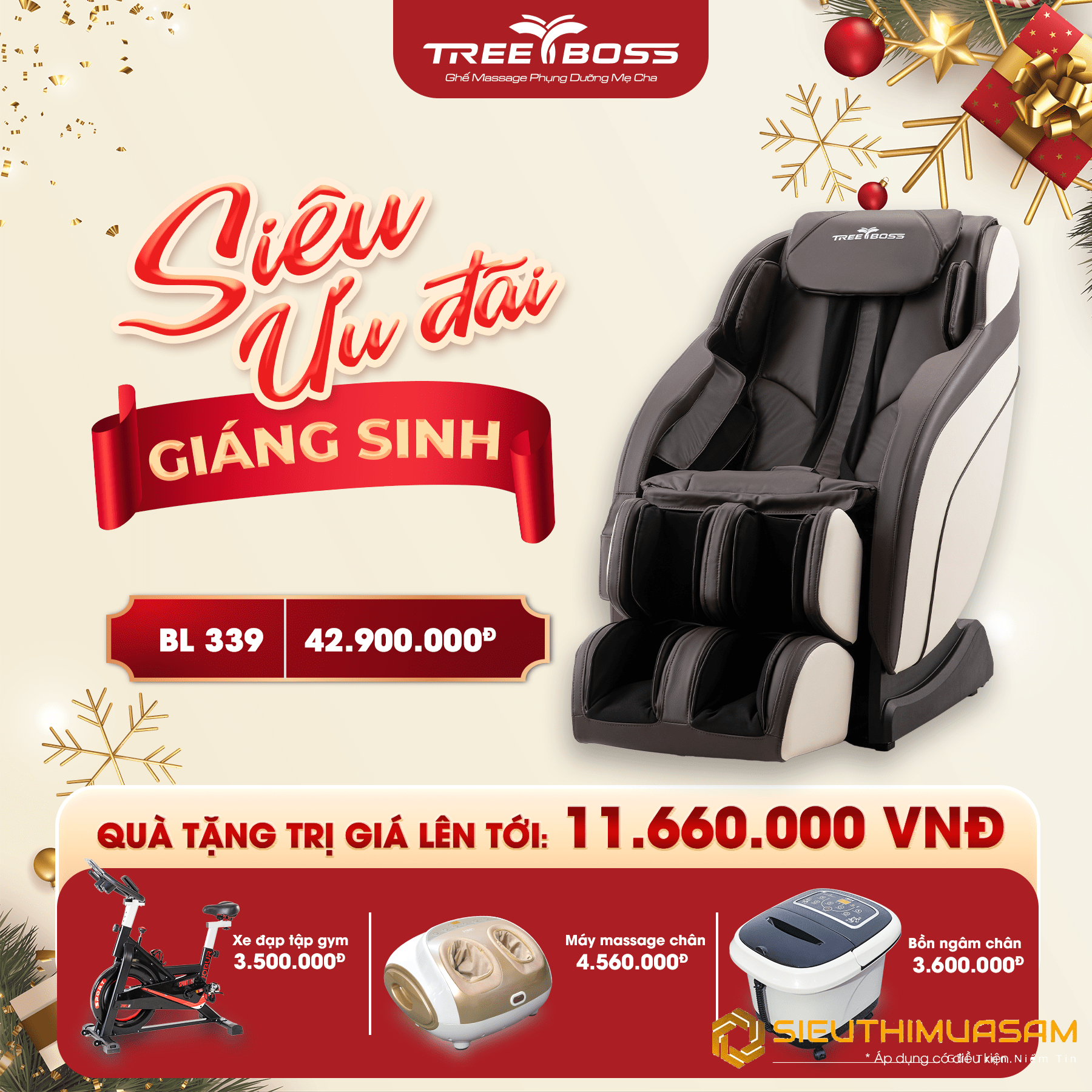 Ghế massage toàn thân 4D TreeBoss BL-339