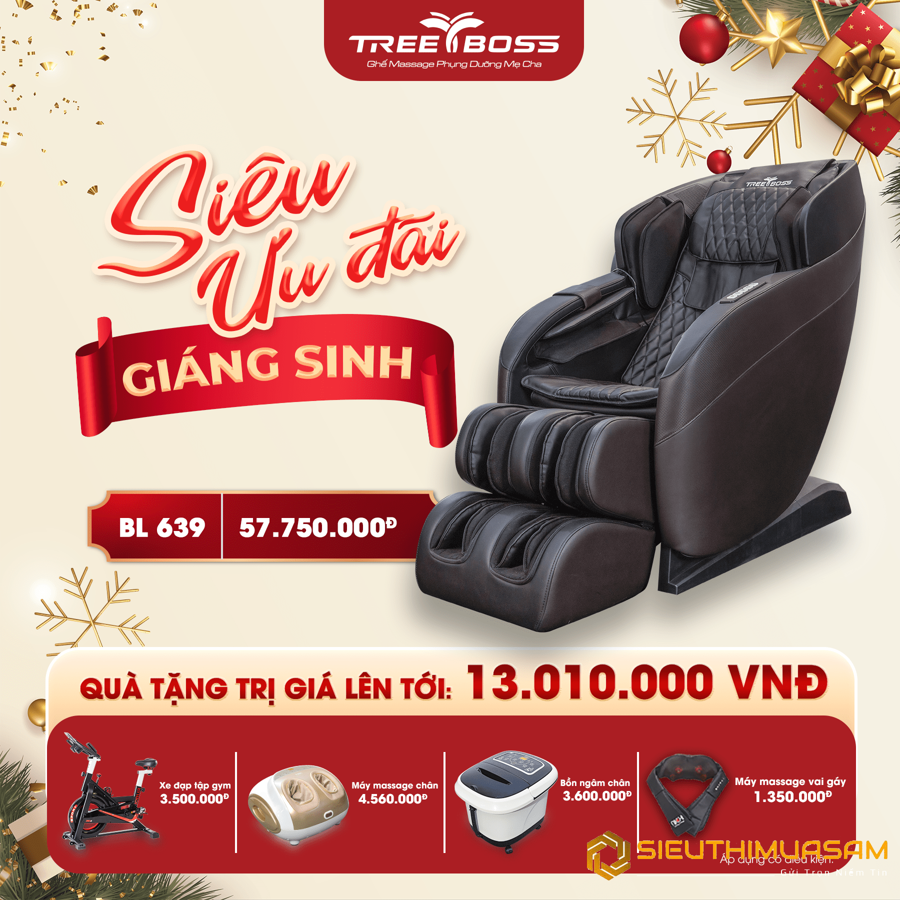 Ghế massage toàn thân 4D TreeBoss BL639