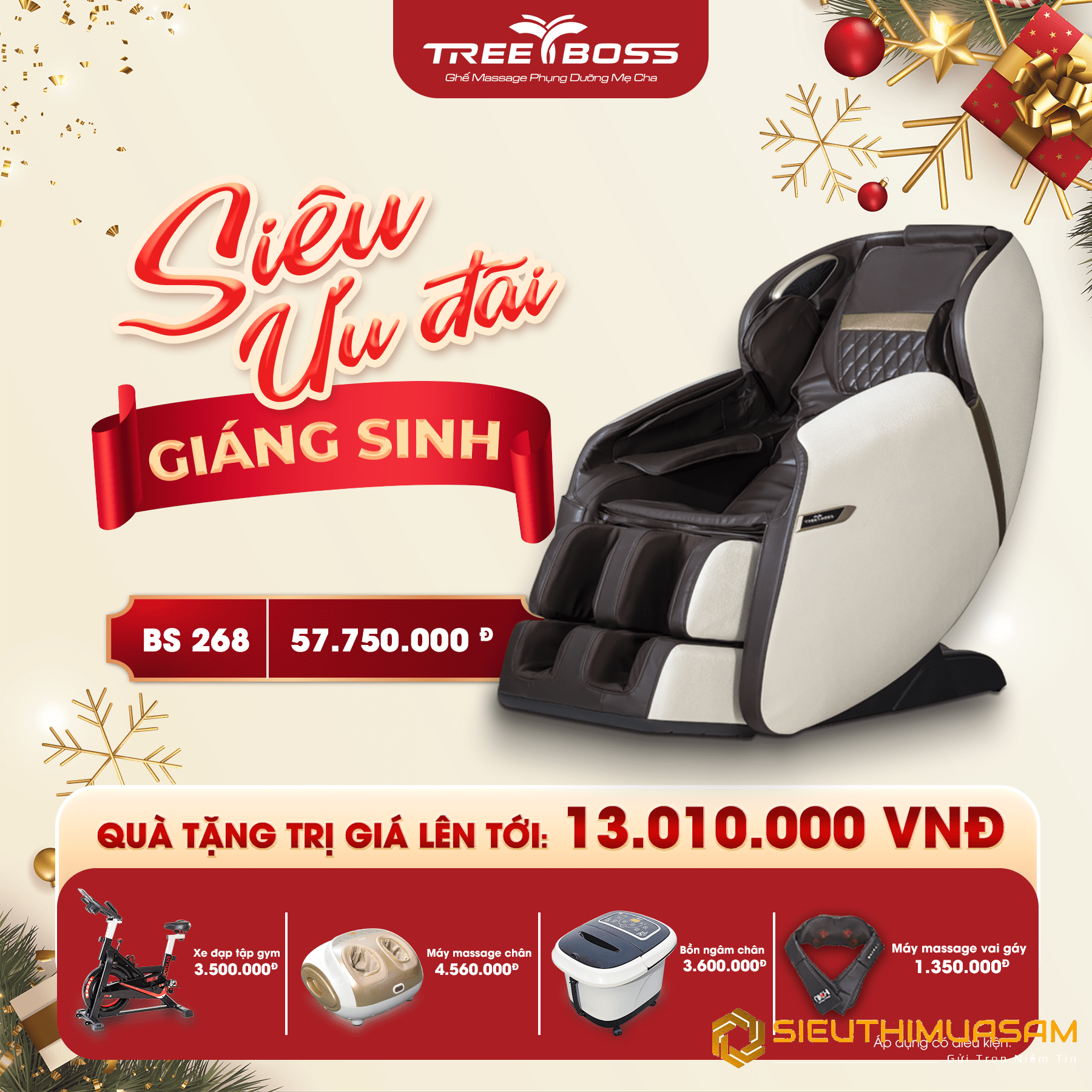 Ghế massage toàn thân 4D TreeBoss BS268