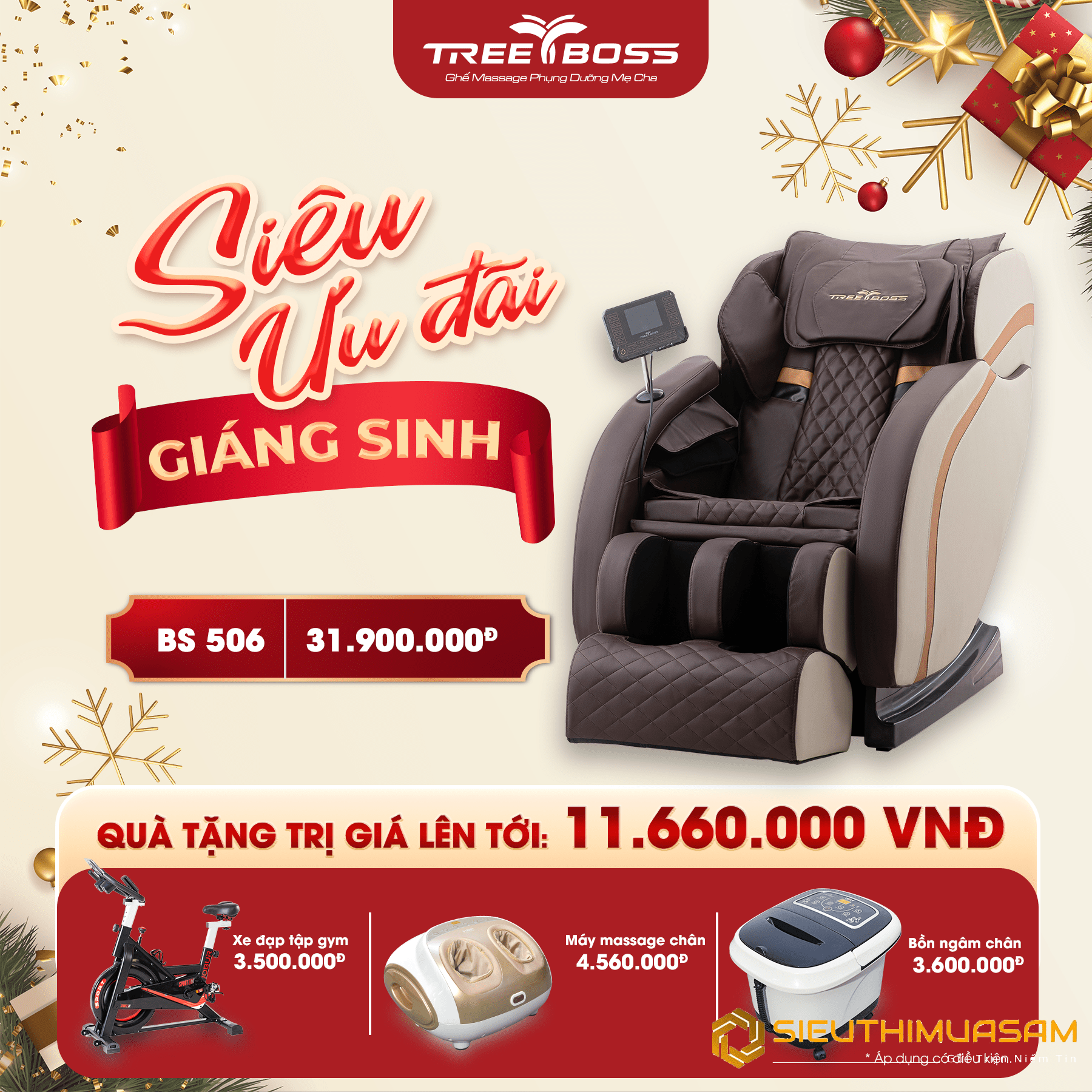 Ghế massage toàn thân 3D TreeBoss BS506